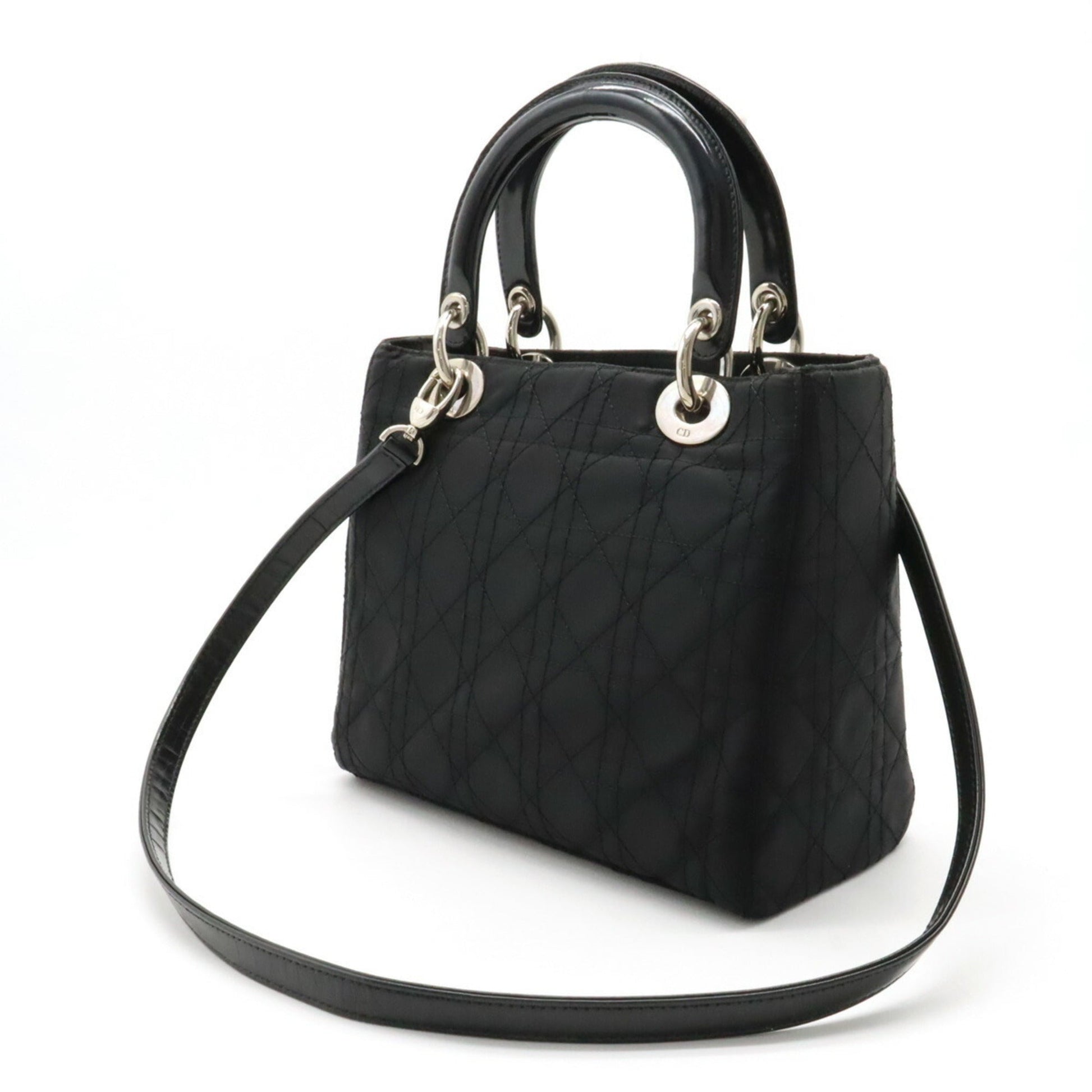 Christian Dior Lady Dior Black Nylon Handbag Shoulder Bag ()
