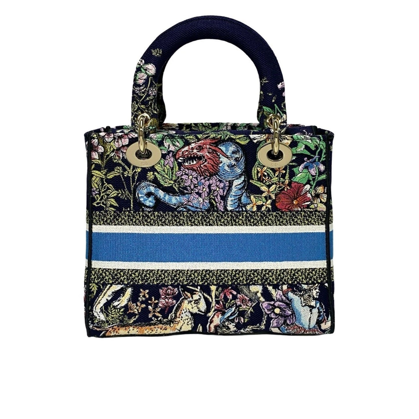 Christian Dior Blue Gold Canvas Shoulder Bag ()