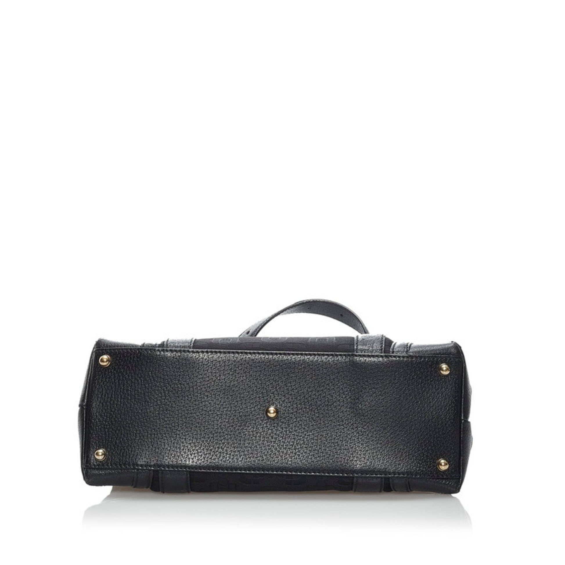 Gucci Horsebit Black Leather Canvas Handbag
