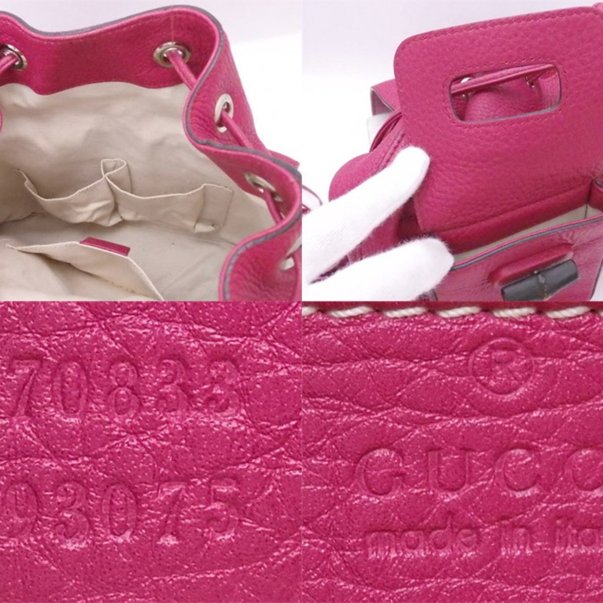 Gucci Bamboo Magenta Leather Backpack