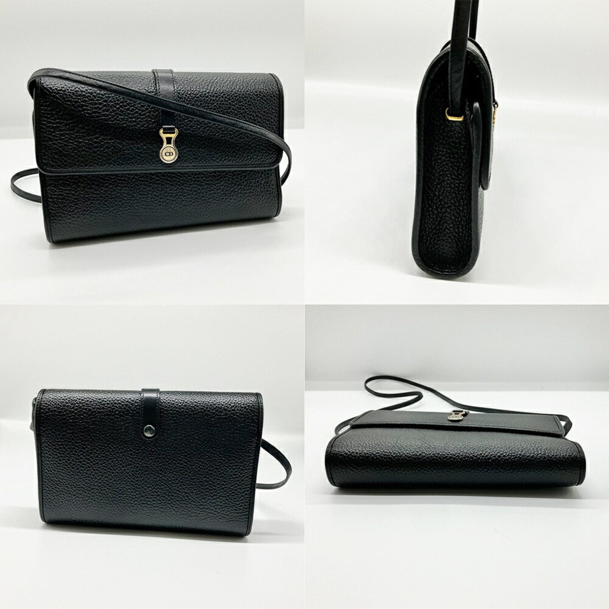 Christian Dior Black Leather Pochette Shoulder Bag ()