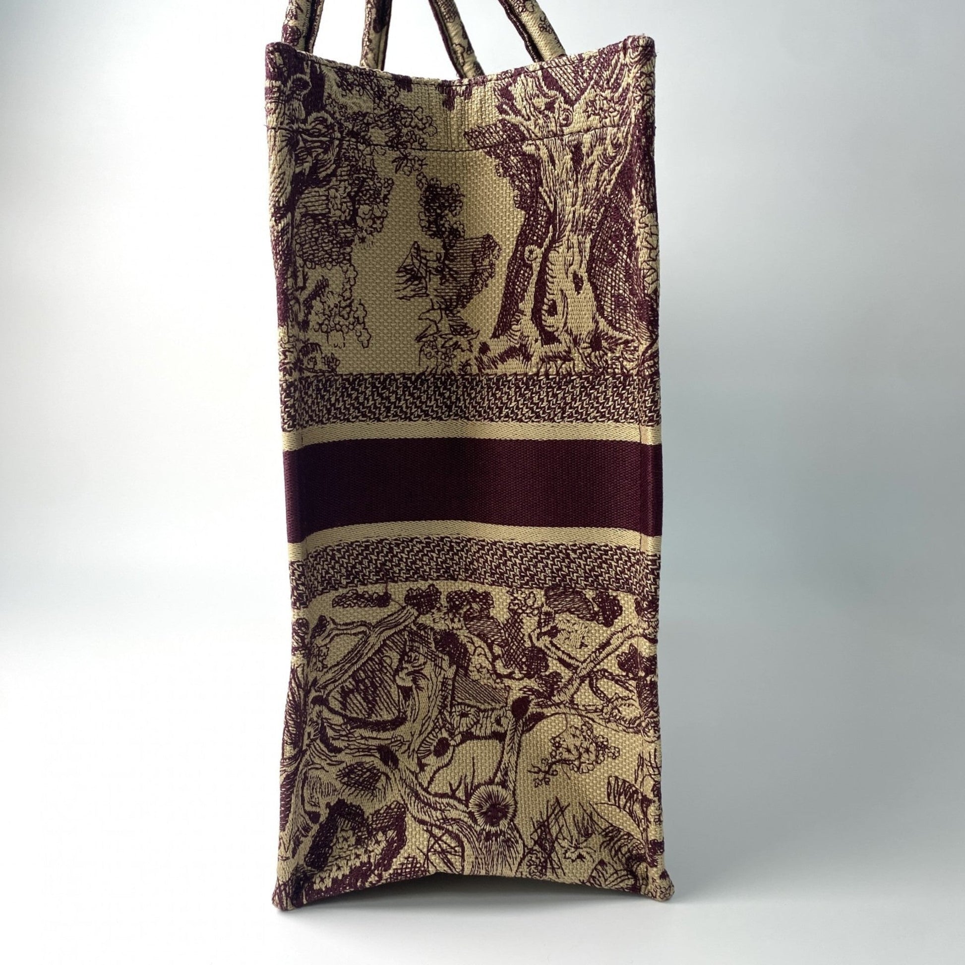 Christian Dior Bordeaux Brown Red Color Canvas Tote Bag ()