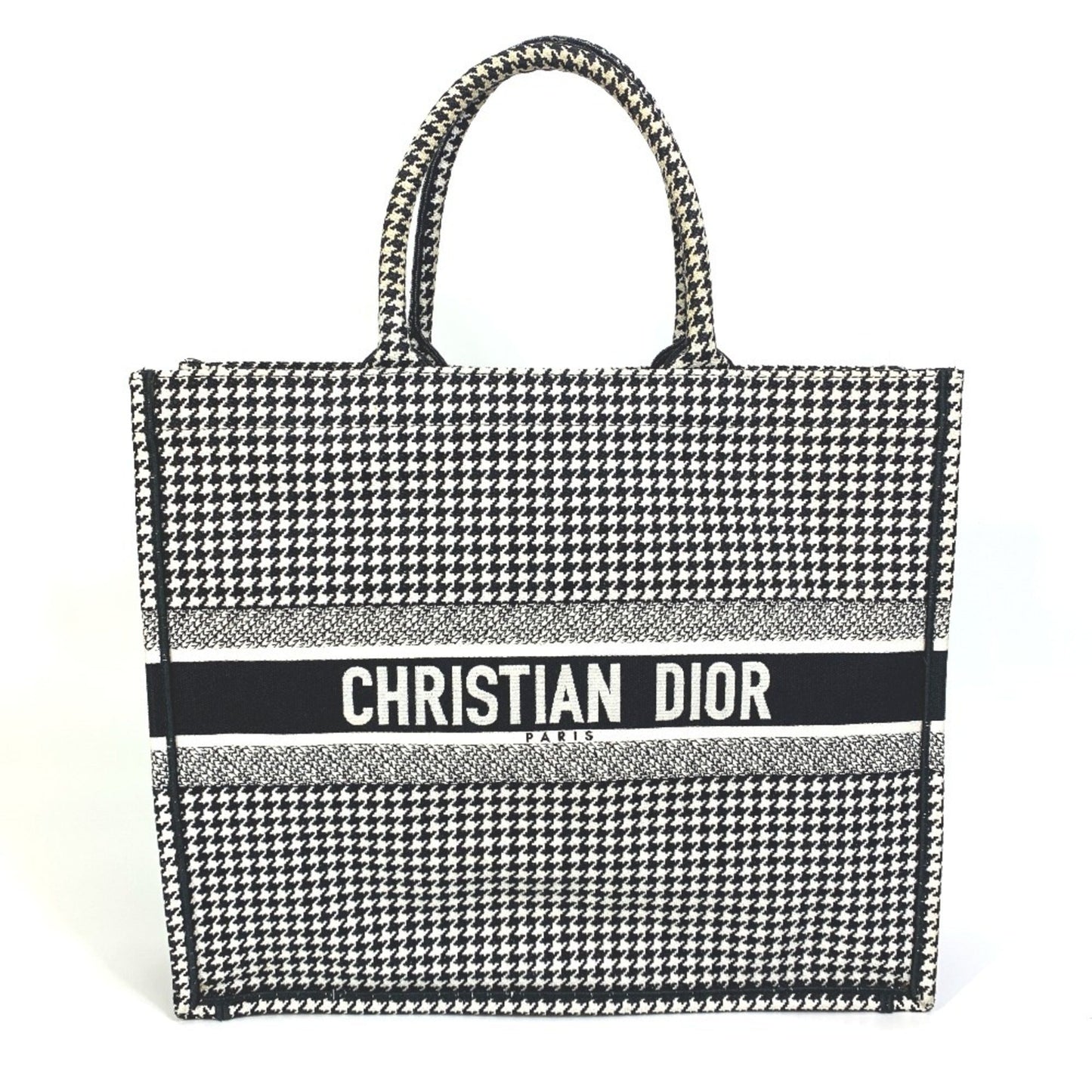 Christian Dior Black White Canvas Shoulder Bag Tote Bag ()