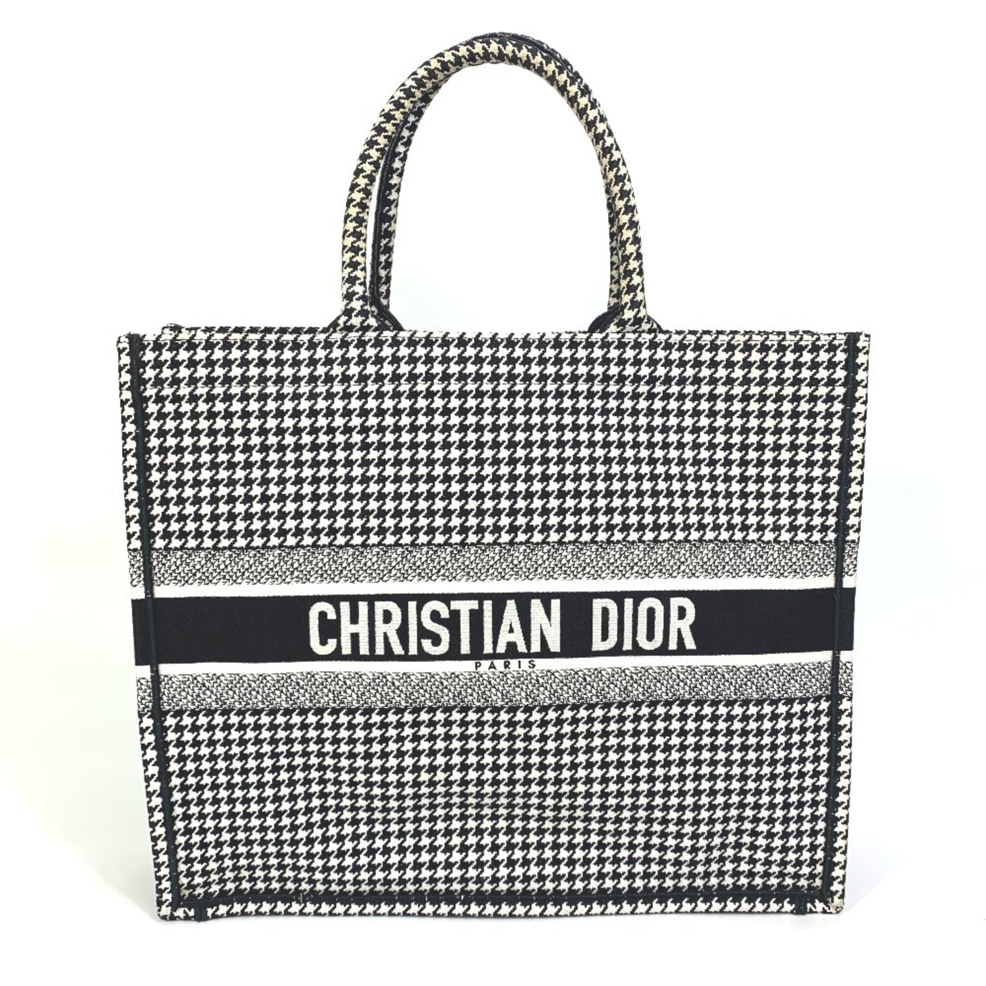 Christian Dior Black White Canvas Shoulder Bag Tote Bag ()