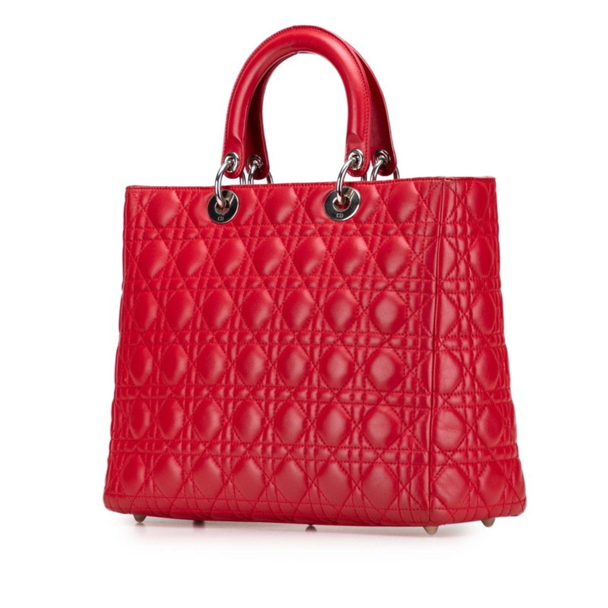 Christian Dior Lady Dior Red Color Leather Handbag Shoulder Bag ()