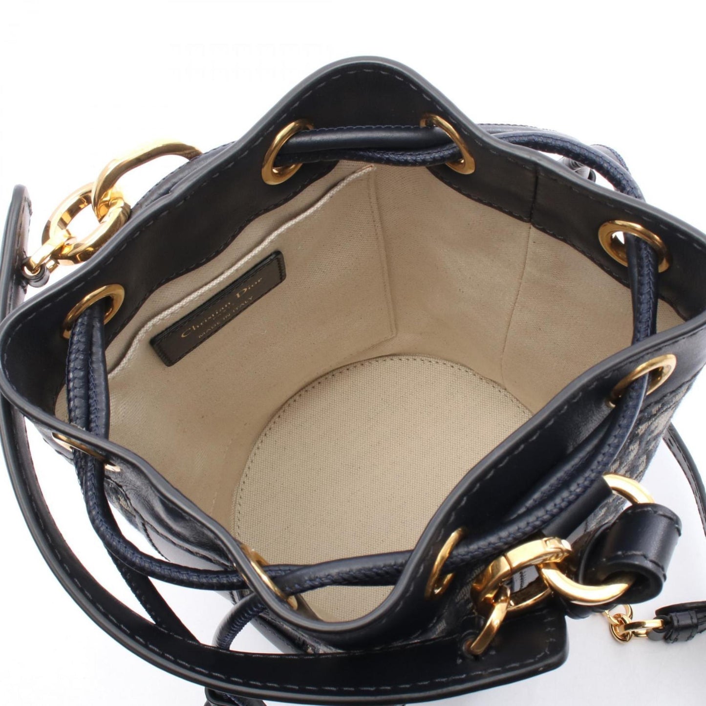 Christian Dior Gray Navy Canvas Leather Backpack ()