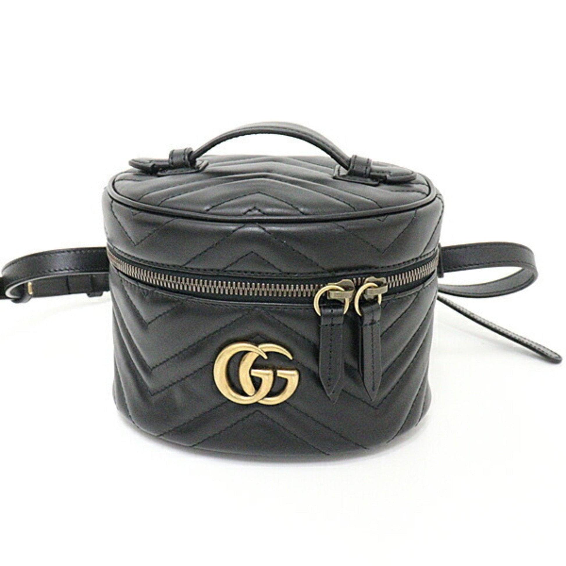Gucci GG Marmont Black Leather Quilted Backpack