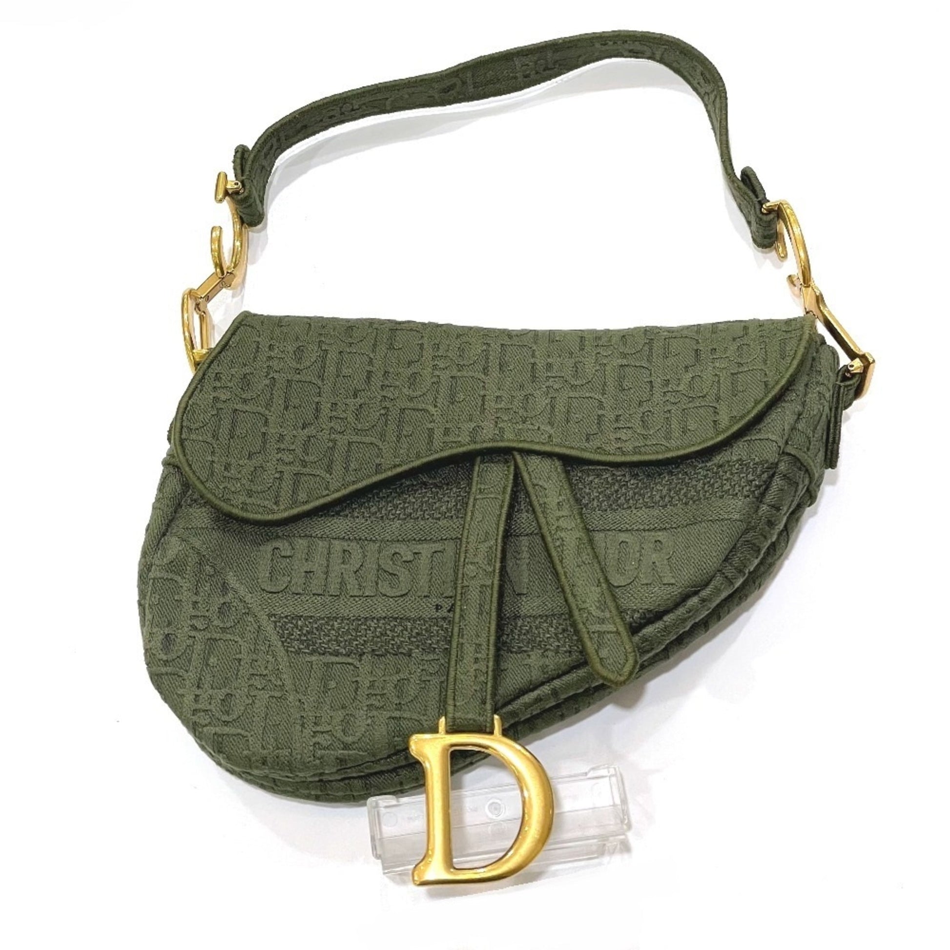Christian Dior Khaki Canvas Handbag Saddle Bag ()