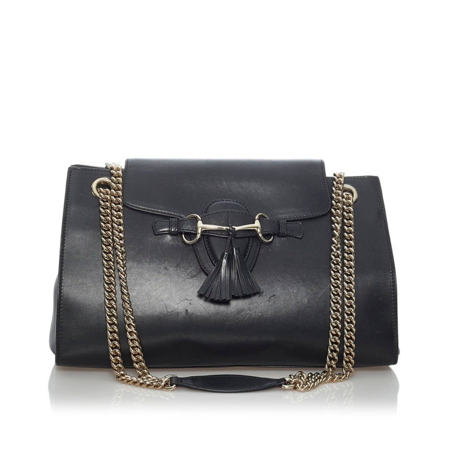 Gucci Horsebit Black Leather Chain Shoulder Bag