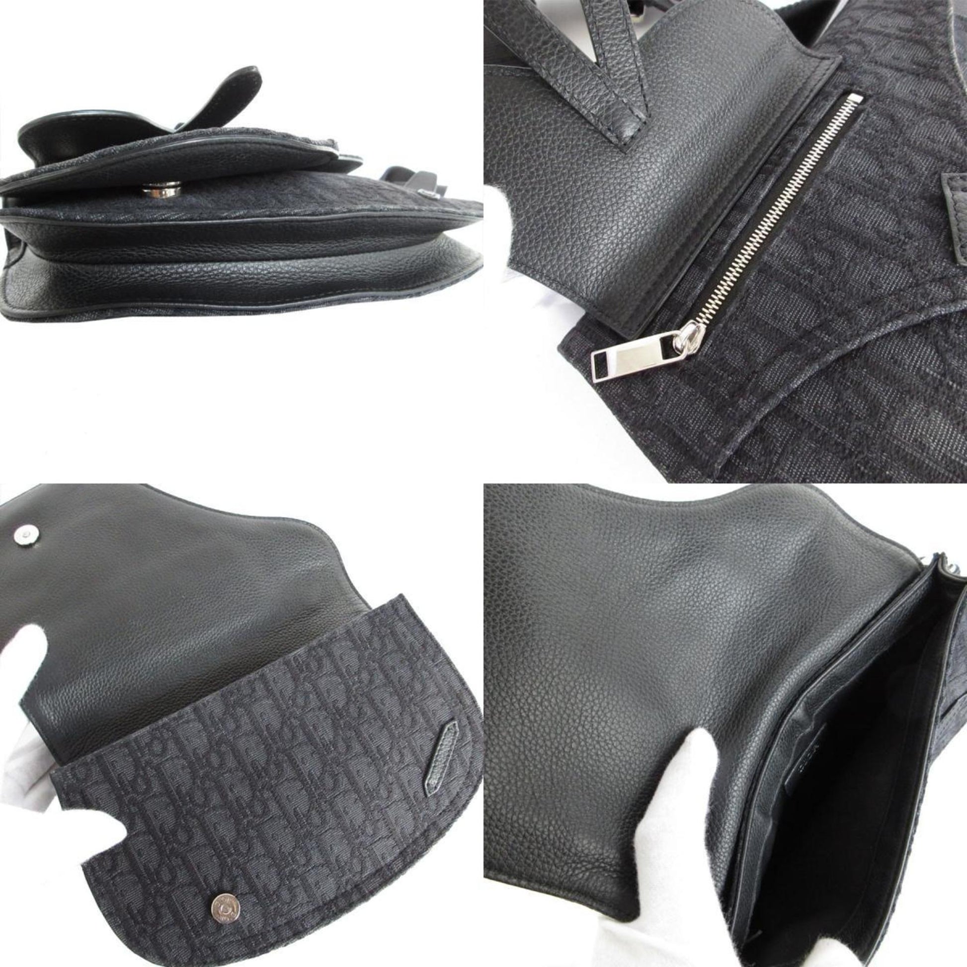 Christian Dior Black Canvas Leather Sling Bag ()