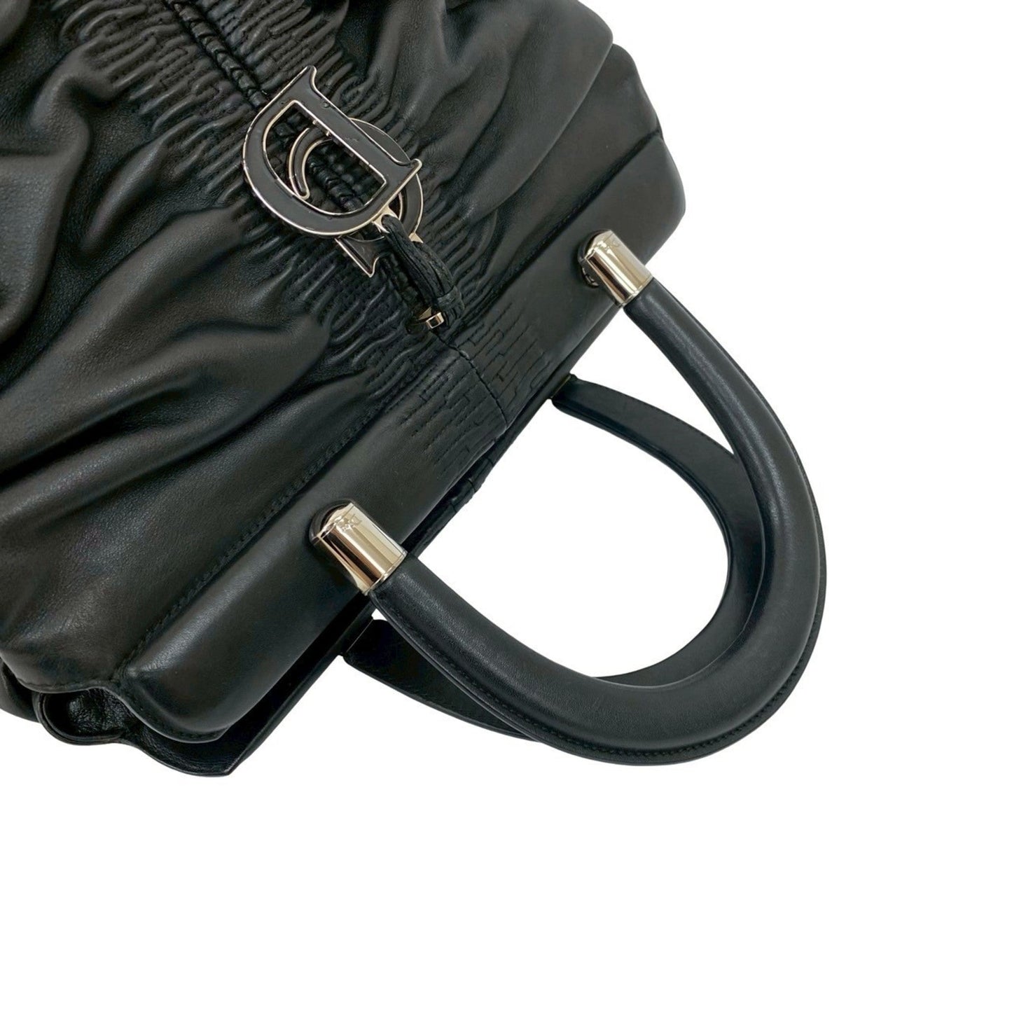 Christian Dior Black Leather Handbag Tote Bag ()