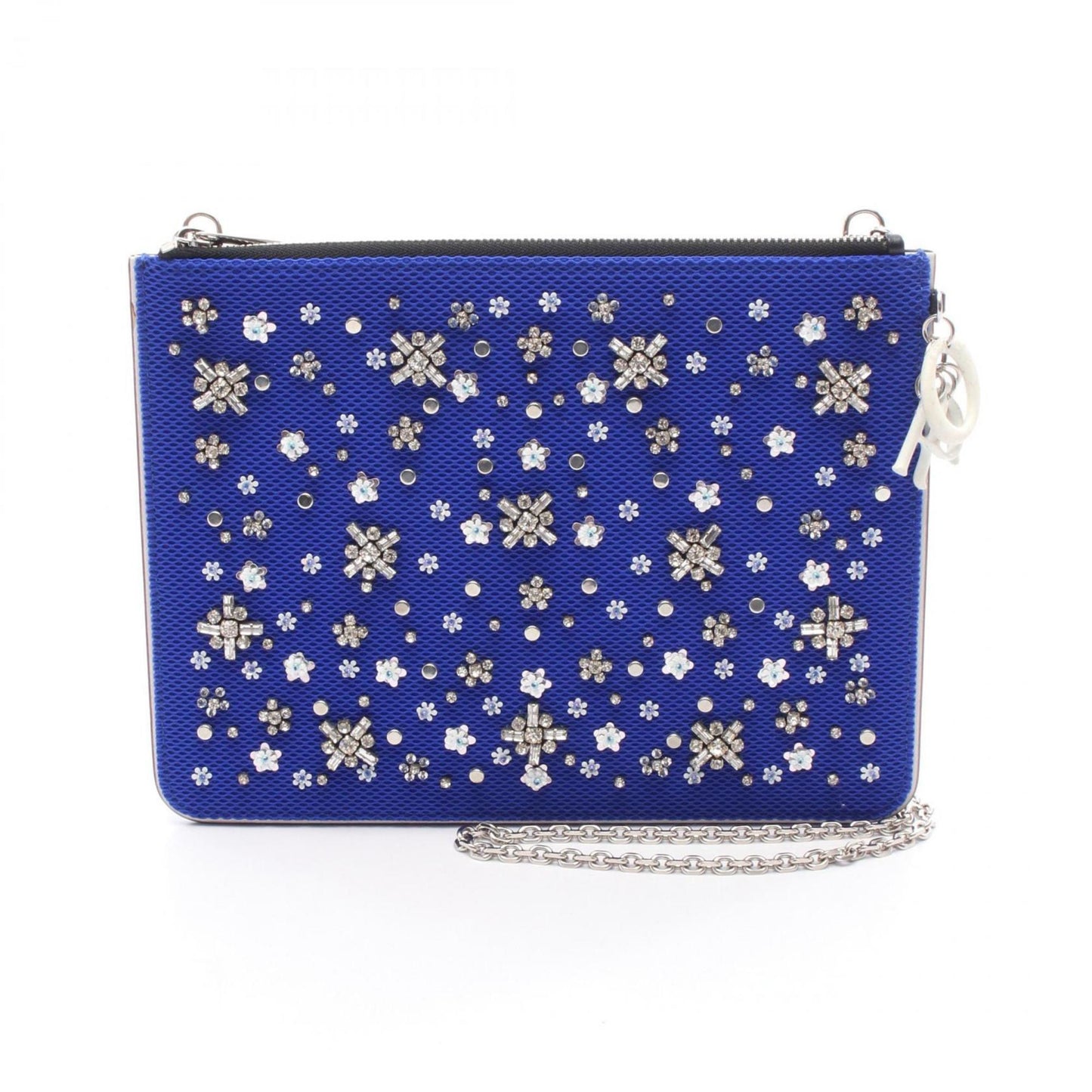 Christian Dior Black Blue Leather Fabric Shoulder Bag ()