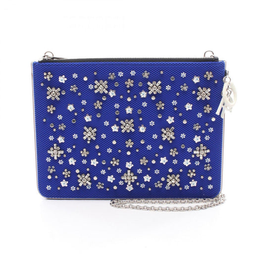 Christian Dior Black Blue Leather Fabric Shoulder Bag ()