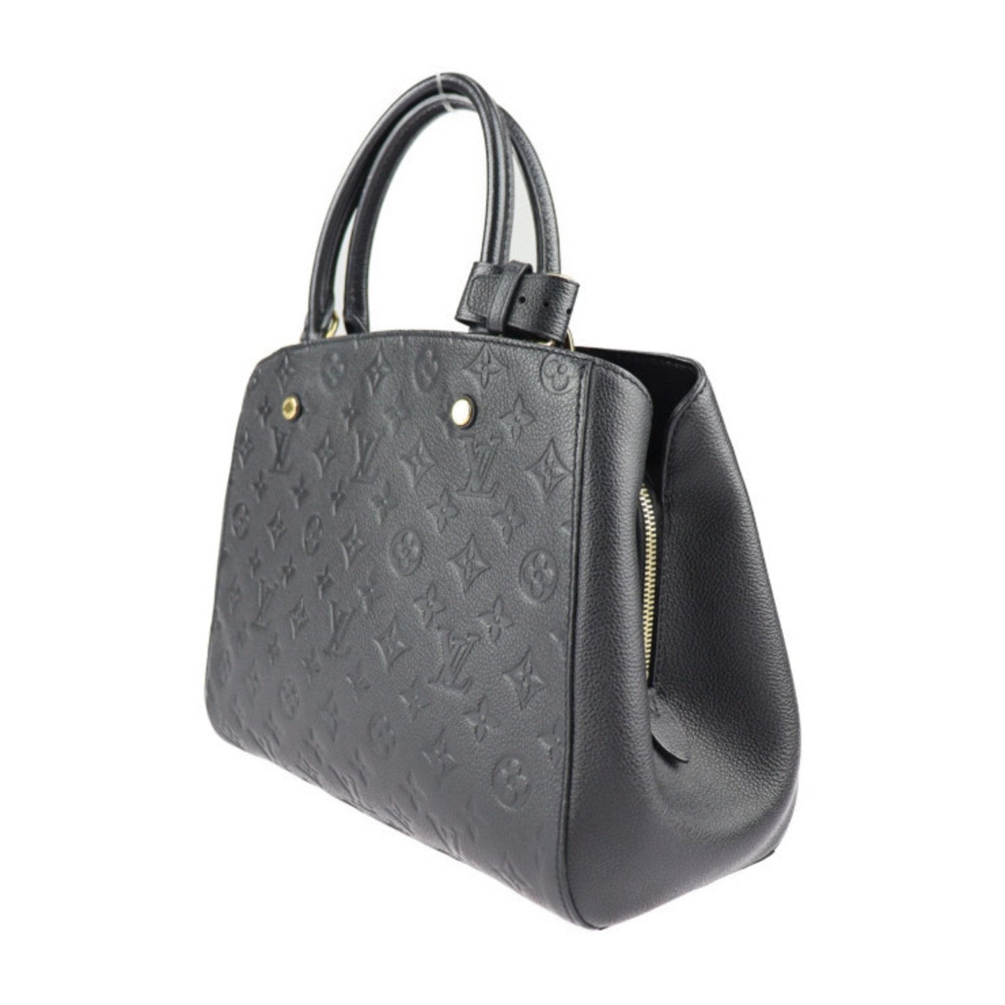 LOUIS VUITTON Montaigne BB Handbag M41053 Monogram Implant Black 2WAY Shoulder Bag Gold Hardware