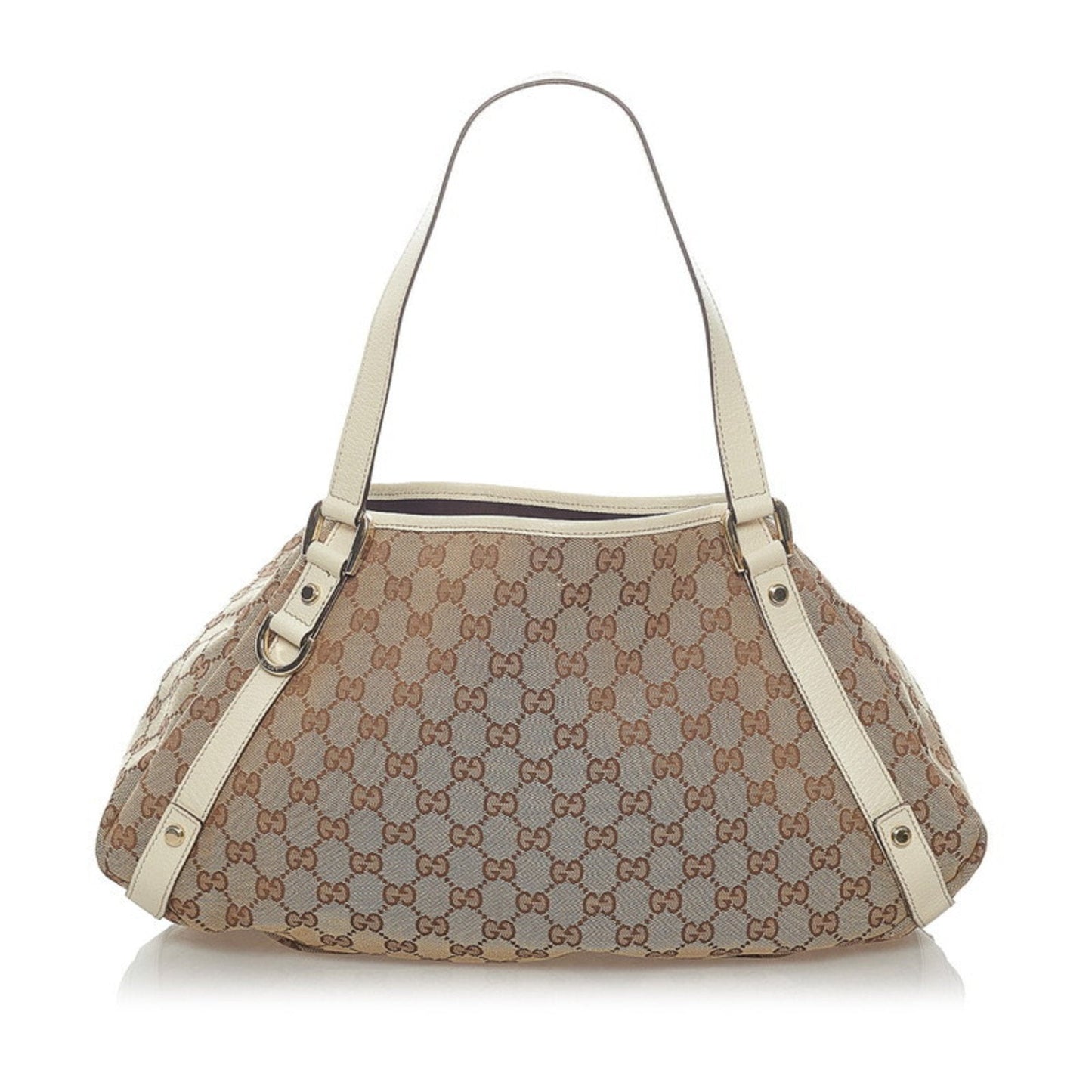 Gucci Brown Leather Canvas Tote Style 46