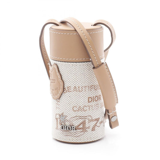 Christian Dior Beige Brown Canvas Leather Pouch Shoulder Bag ()