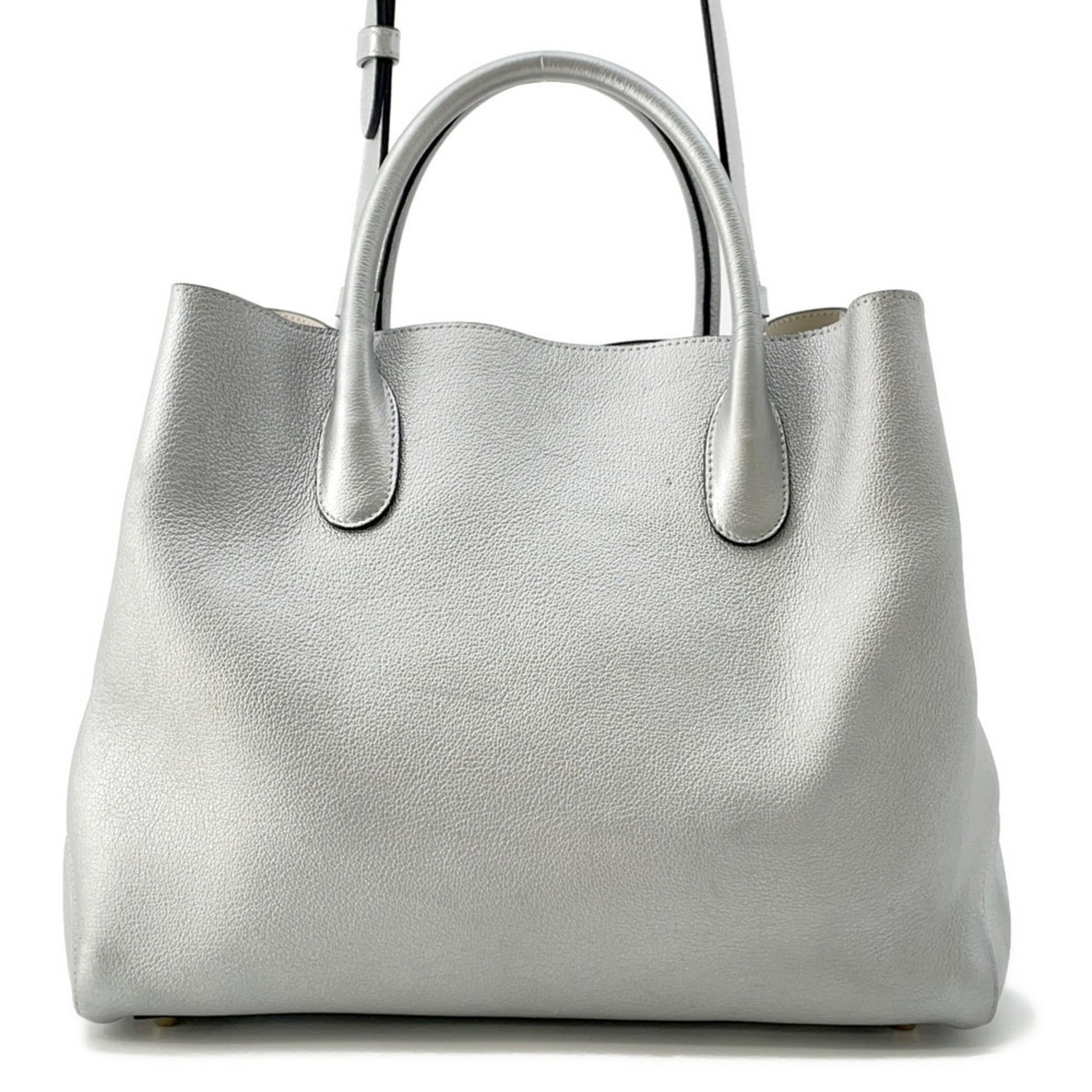 Christian Dior Silver Leather Handbag Shoulder Bag ()