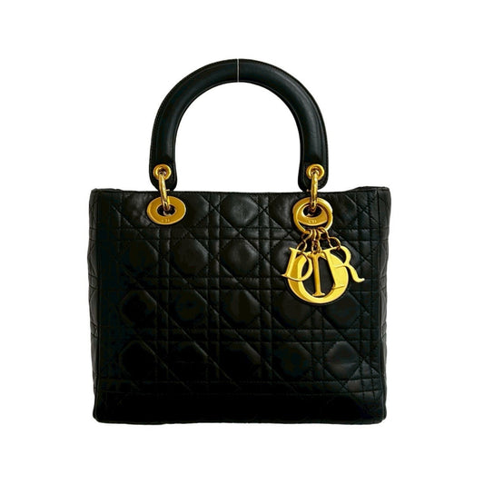 Christian Dior Black Leather Handbag Tote Bag ()