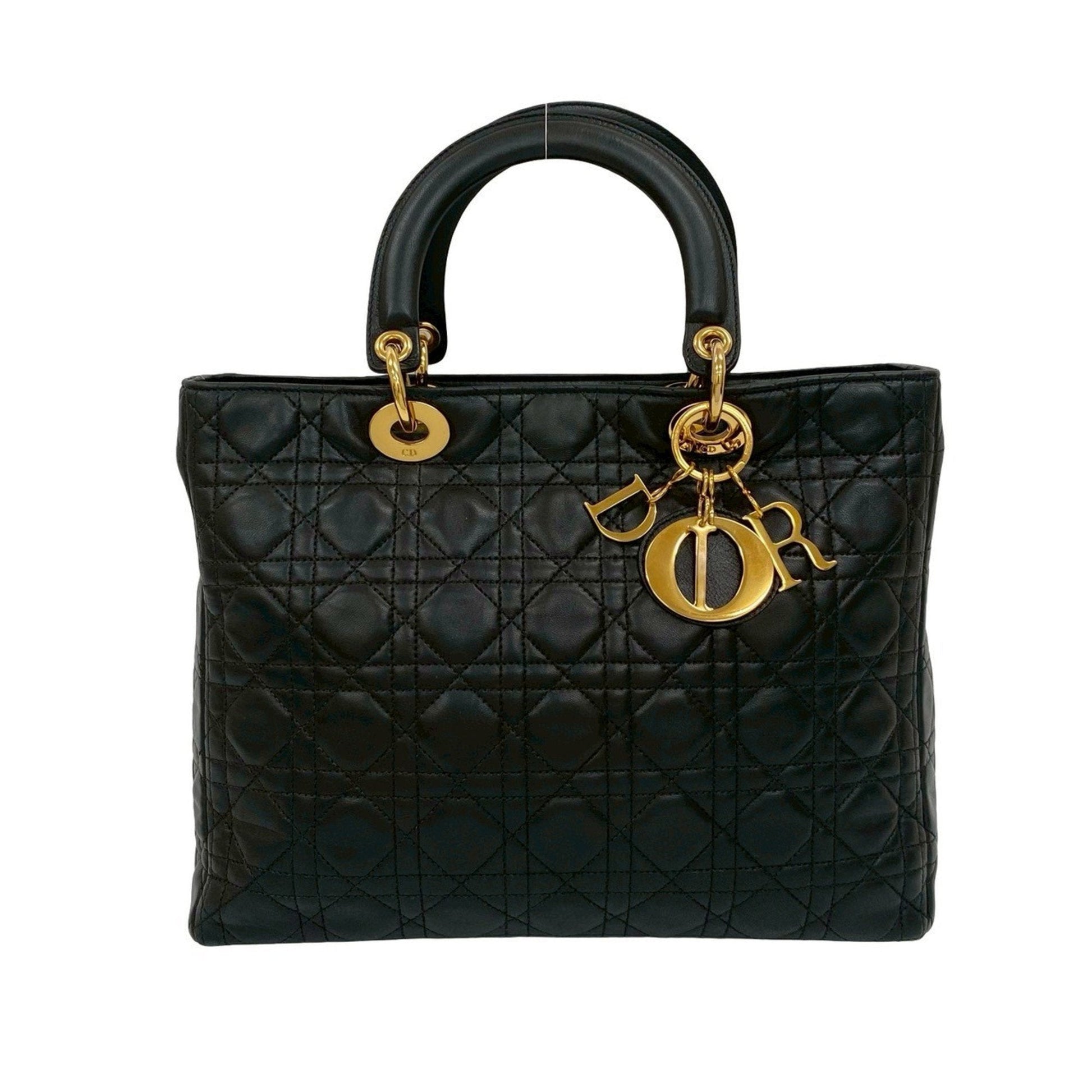 Christian Dior Black Leather Handbag Tote Bag ()