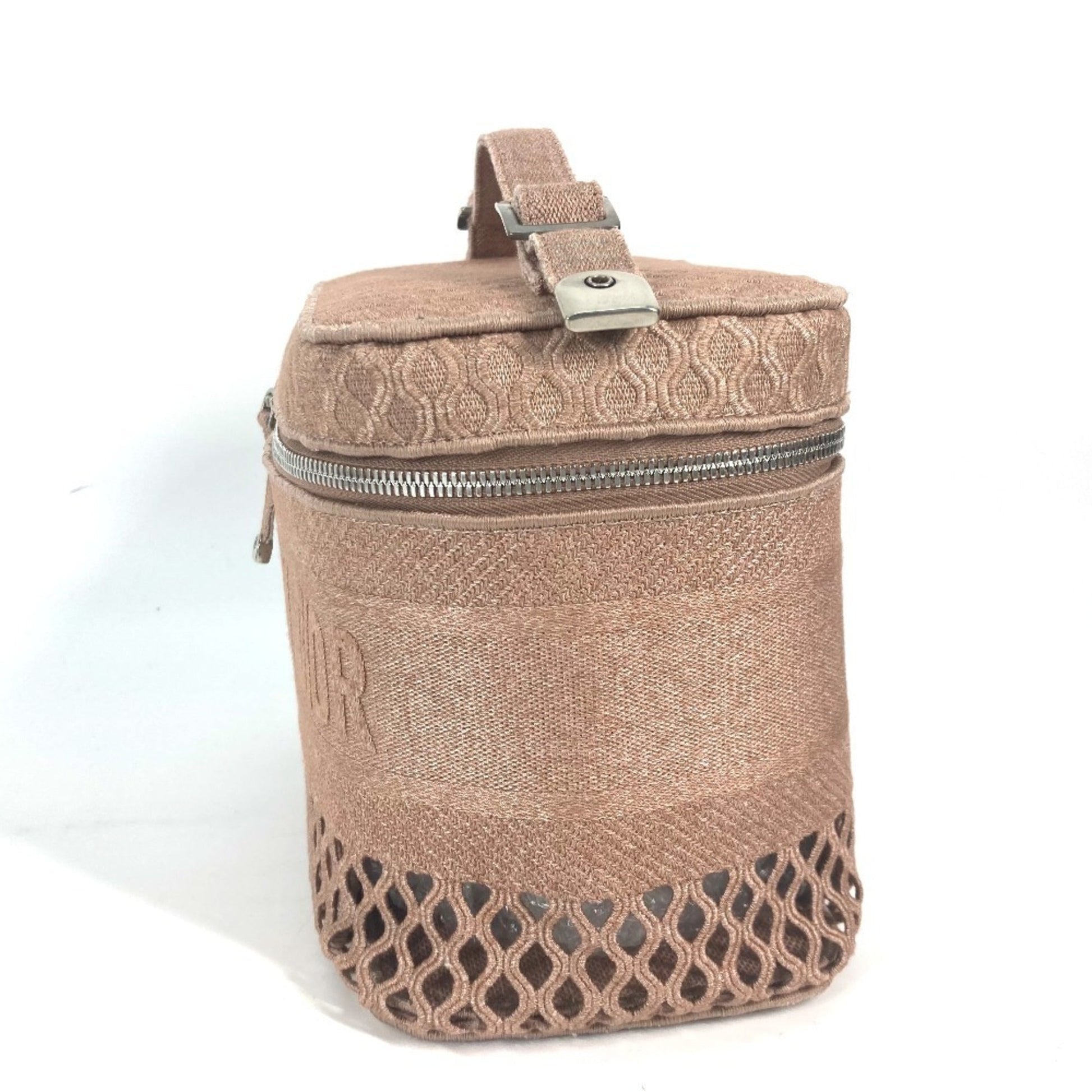 Christian Dior Pink Canvas Handbag Vanity Bag ()