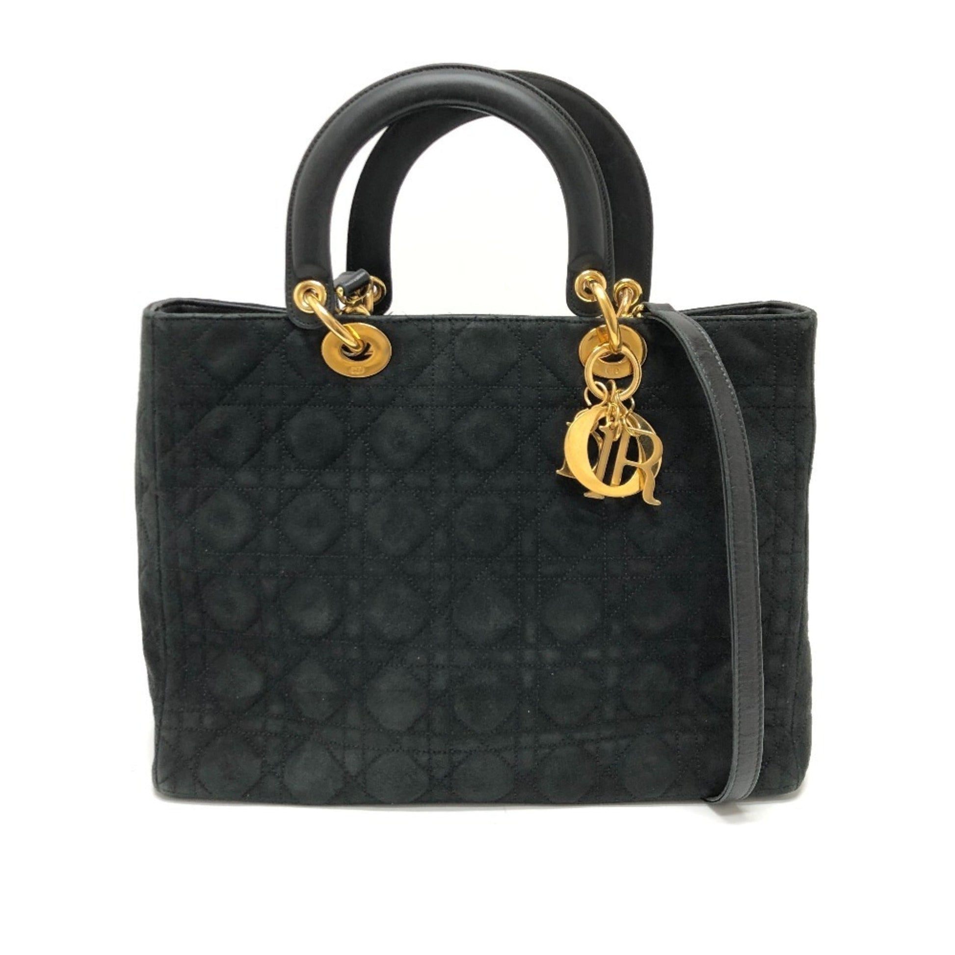 Christian Dior Black Leather Suede Handbag Shoulder Bag ()