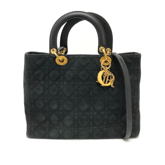Christian Dior Black Leather Suede Handbag Shoulder Bag ()