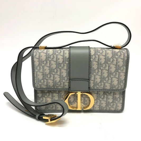 Christian Dior Gray Leather Canvas Shoulder Bag ()
