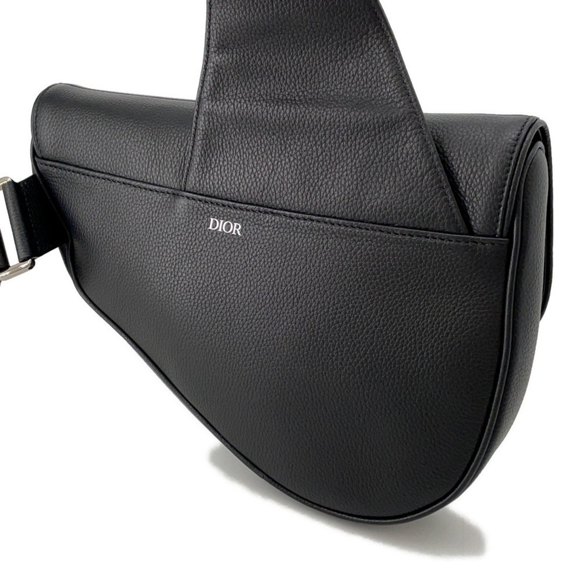 Christian Dior Black Leather Saddle Bag Sling Bag ()