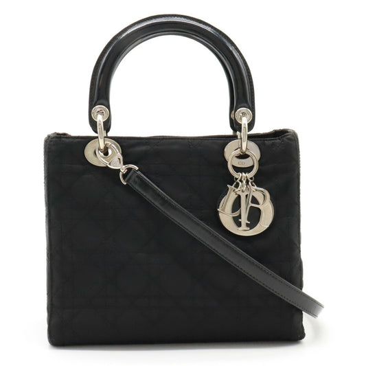 Christian Dior Lady Dior Black Nylon Handbag Shoulder Bag ()