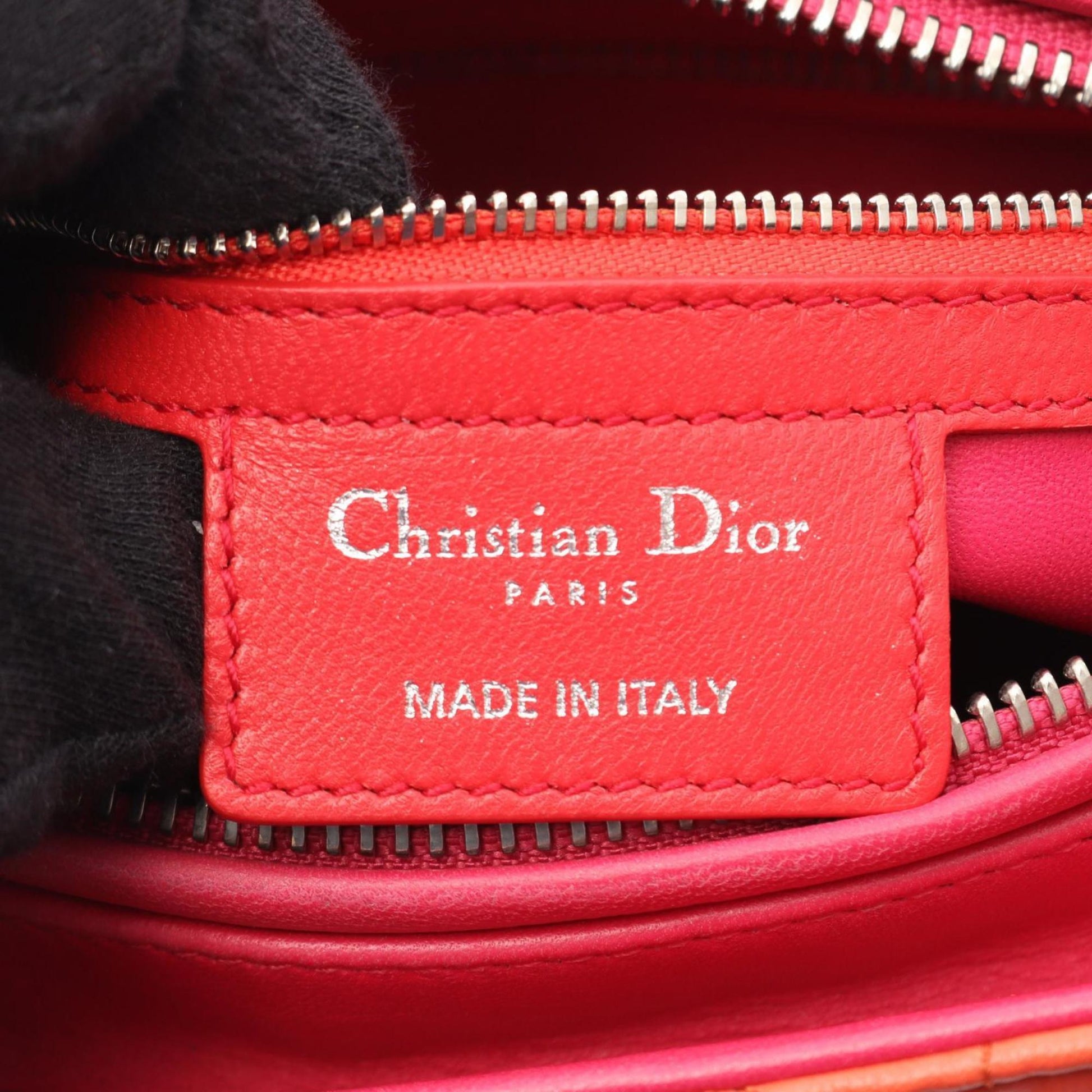 Christian Dior Orange Pink Leather Handbag ()