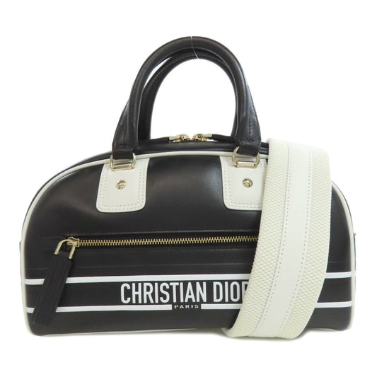 Christian Dior Black White Leather Handbag ()