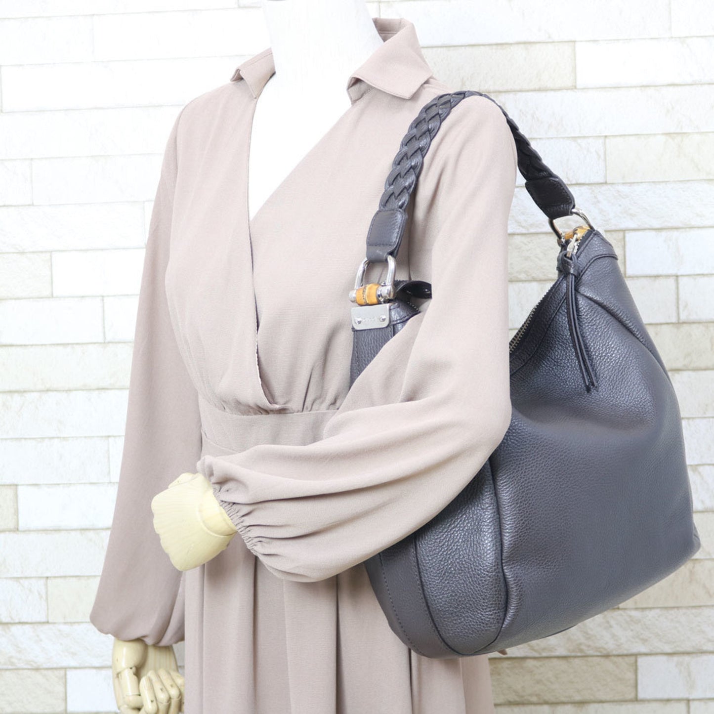 Gucci Shoulder Bag Bamboo Handbag Brown Ladies