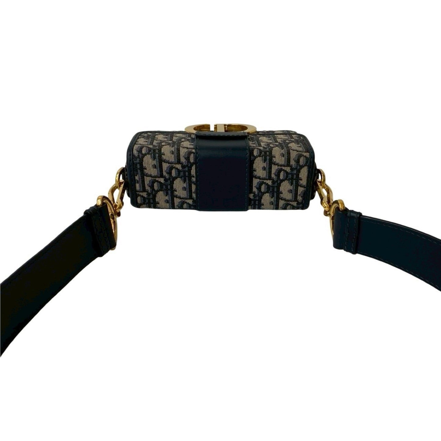 Christian Dior Navy Leather Canvas Shoulder Bag ()