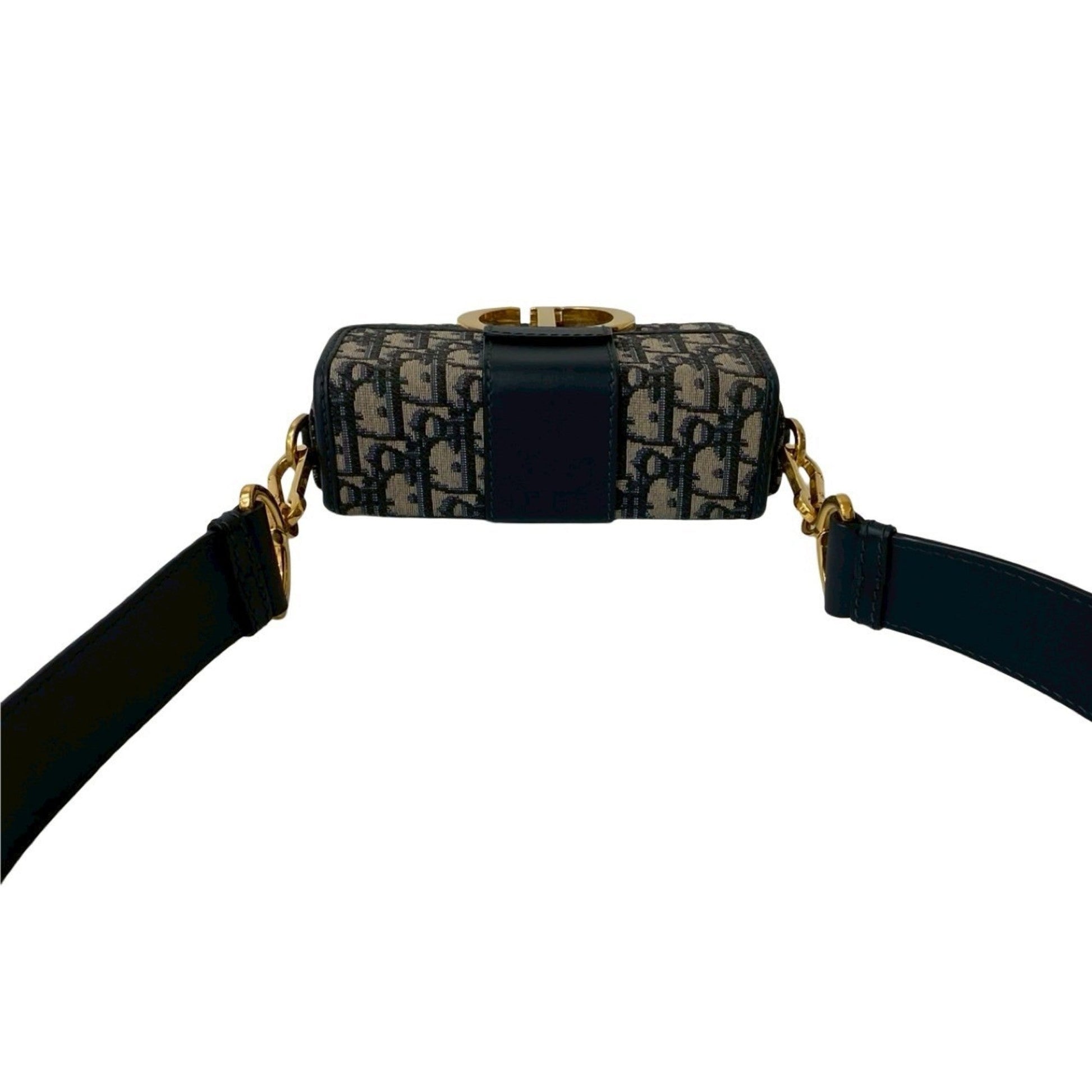 Christian Dior Navy Leather Canvas Shoulder Bag ()