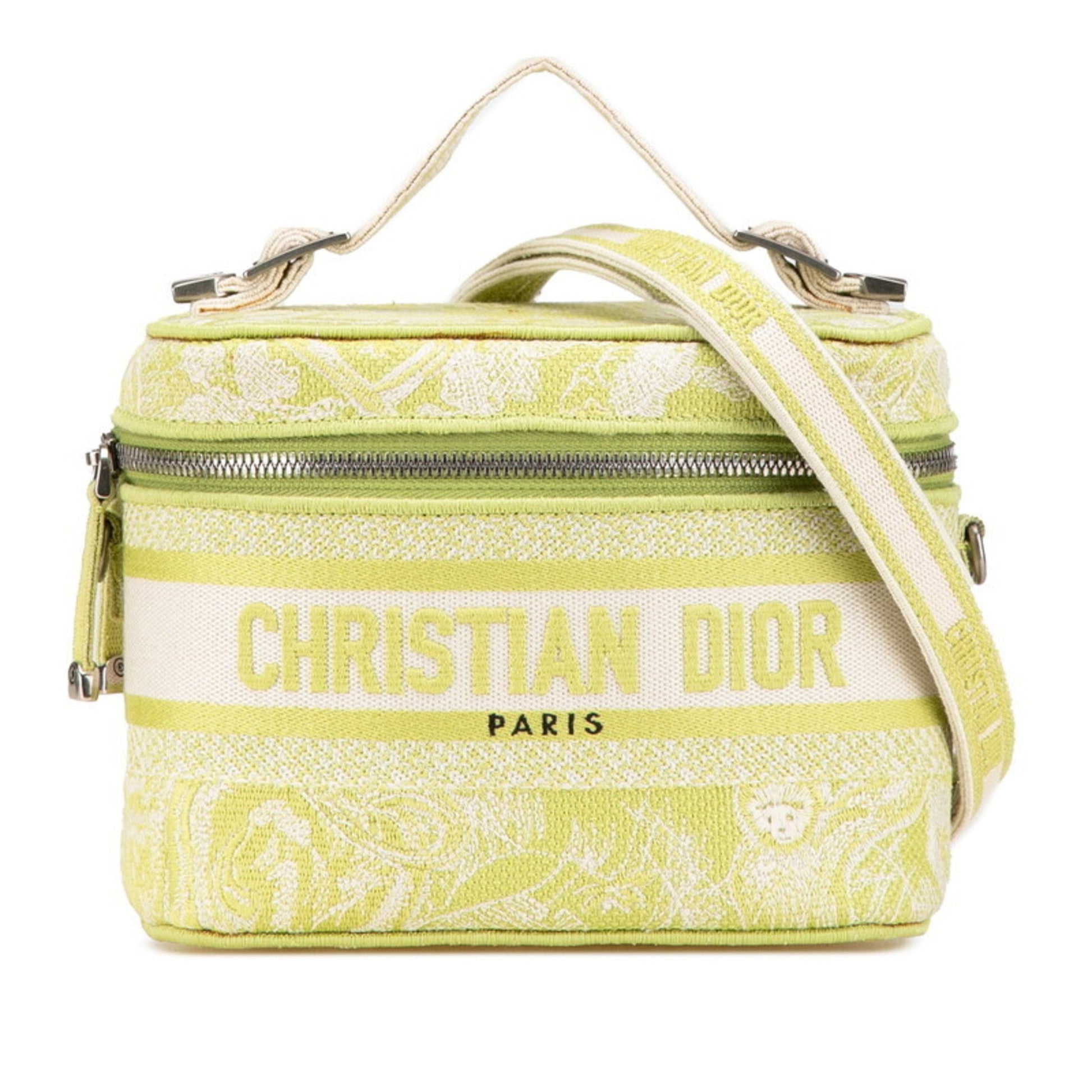 Christian Dior Green Jacquard Handbag Shoulder Bag Vanity Bag ()