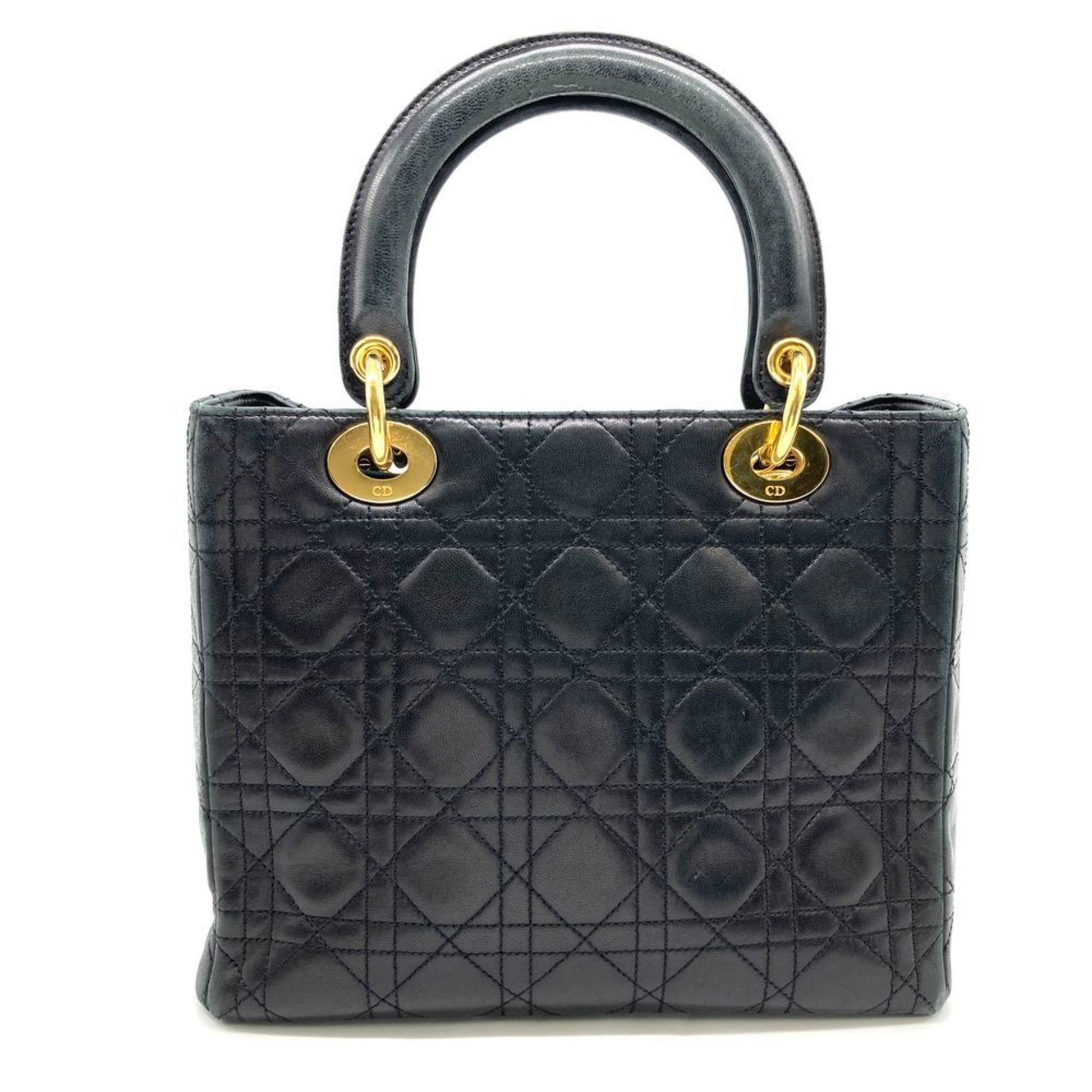 Christian Dior Lady Dior Black Leather Handbag ()