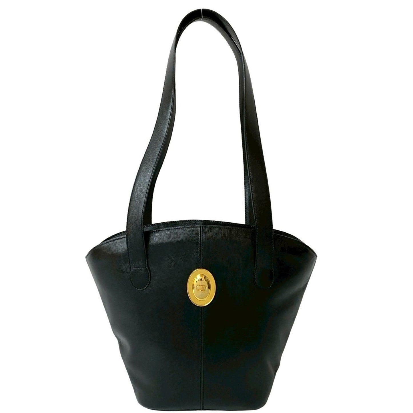 Christian Dior Black Leather Shoulder Bag Tote Bag ()