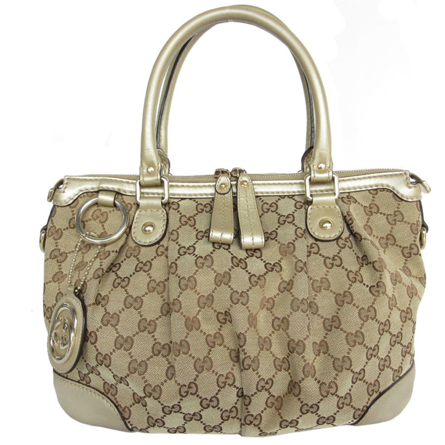Gucci Leather Canvas Handbag