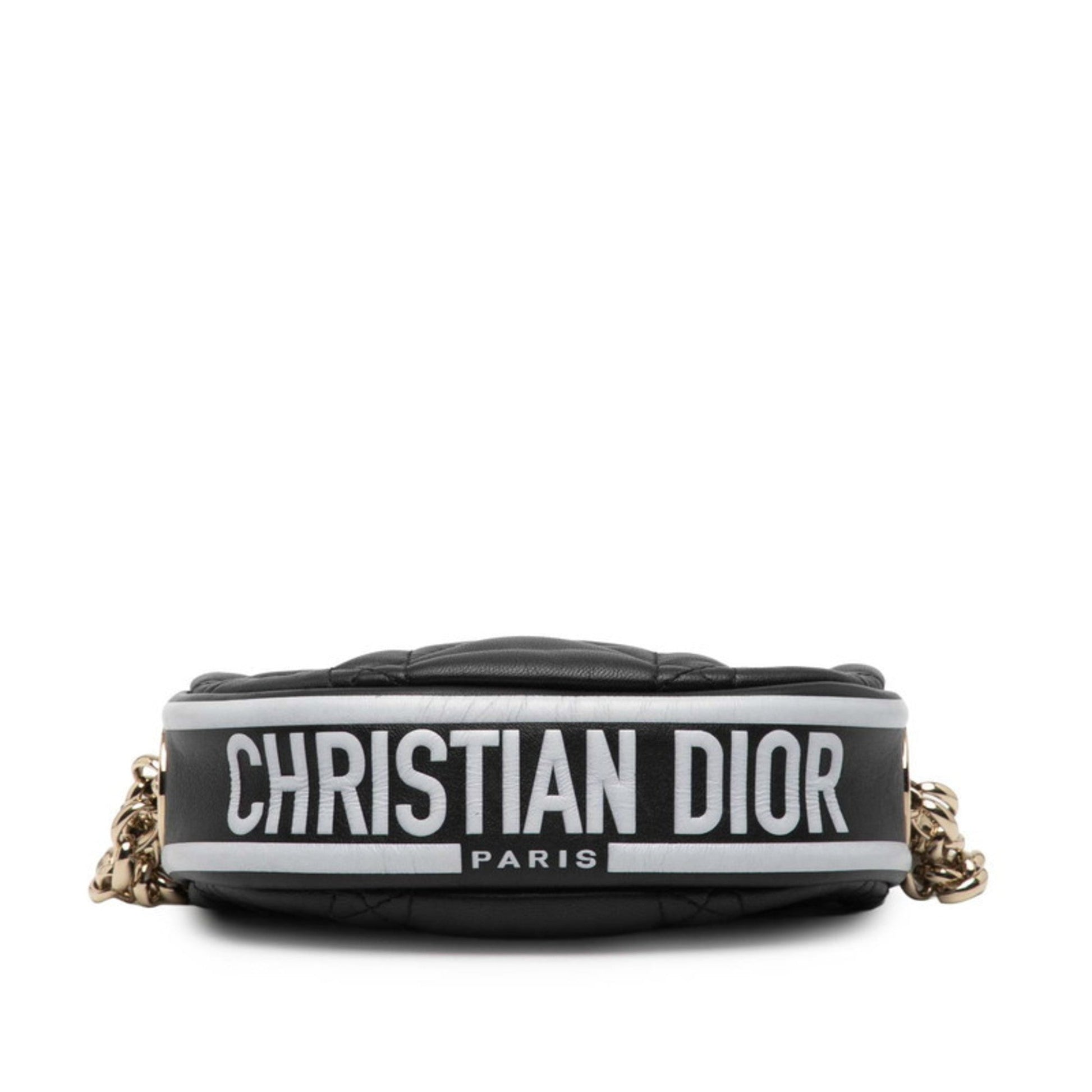 Christian Dior Black White Leather Handbag Shoulder Bag ()