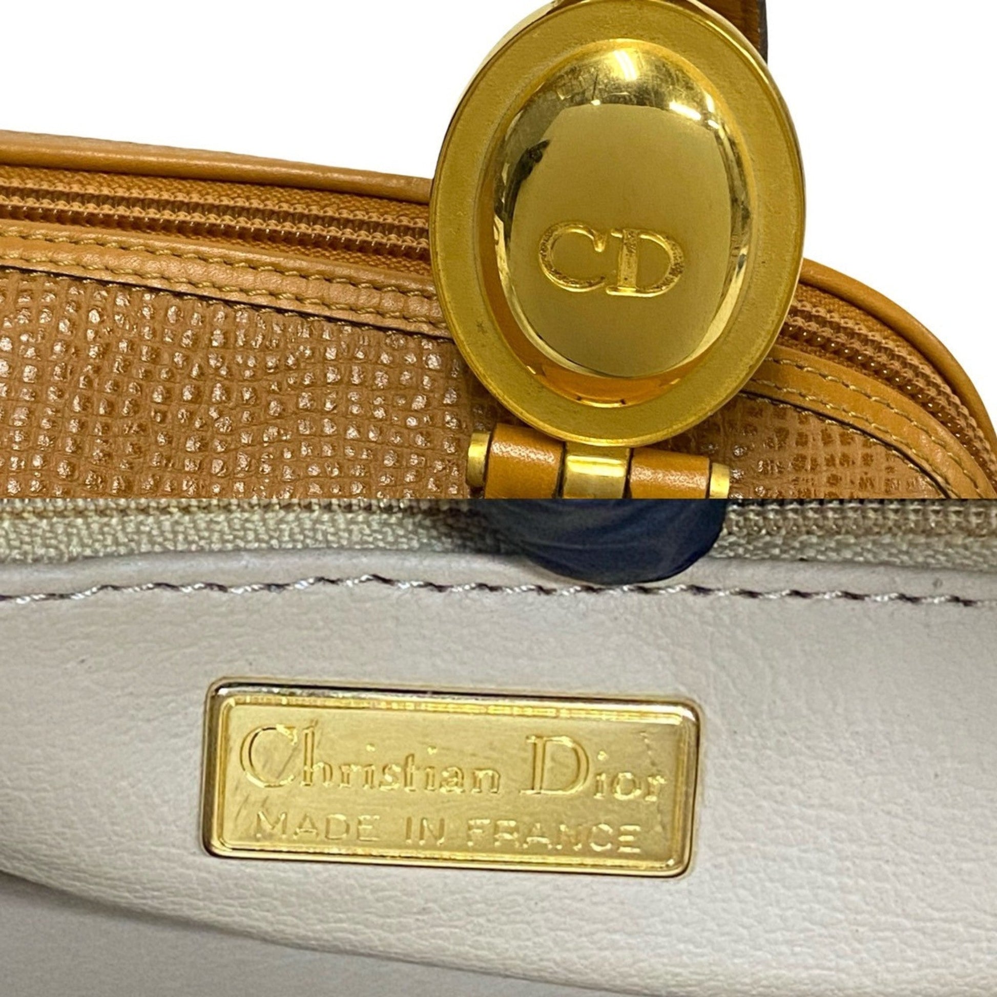 Christian Dior Brown Leather Boston Bag Handbag ()