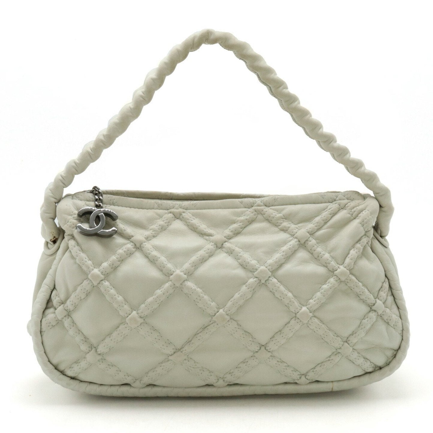 CHANEL Chanel Matelasse Ultra Stitch Shoulder Bag Leather Off-White