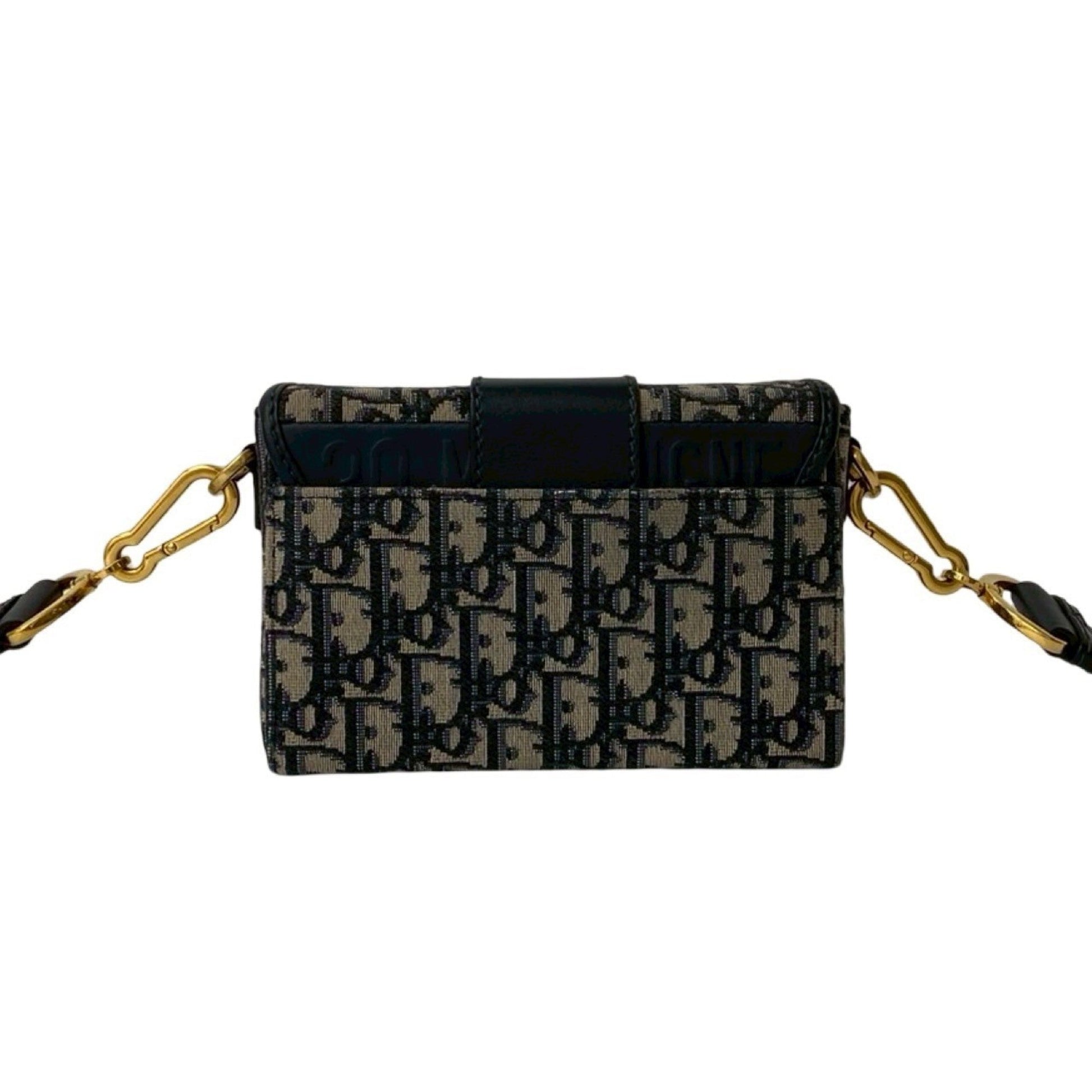 Christian Dior Navy Leather Canvas Shoulder Bag ()