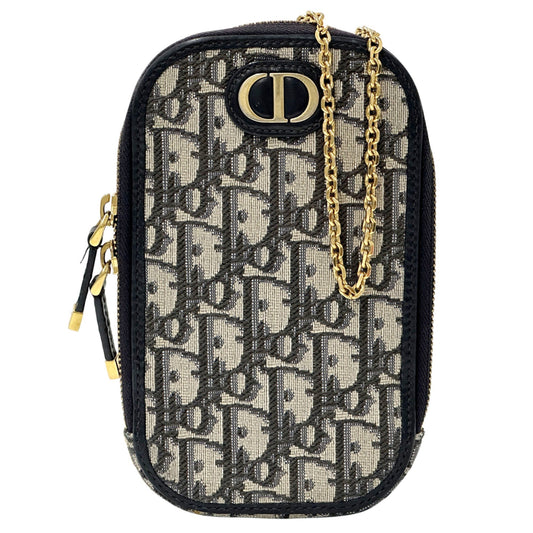 Christian Dior Beige Navy Jacquard Shoulder Bag ()