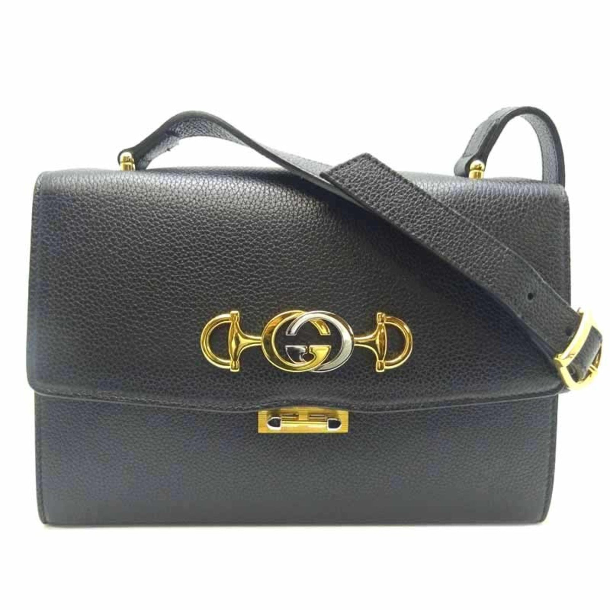 Gucci Black Leather Shoulder Bag Style 9