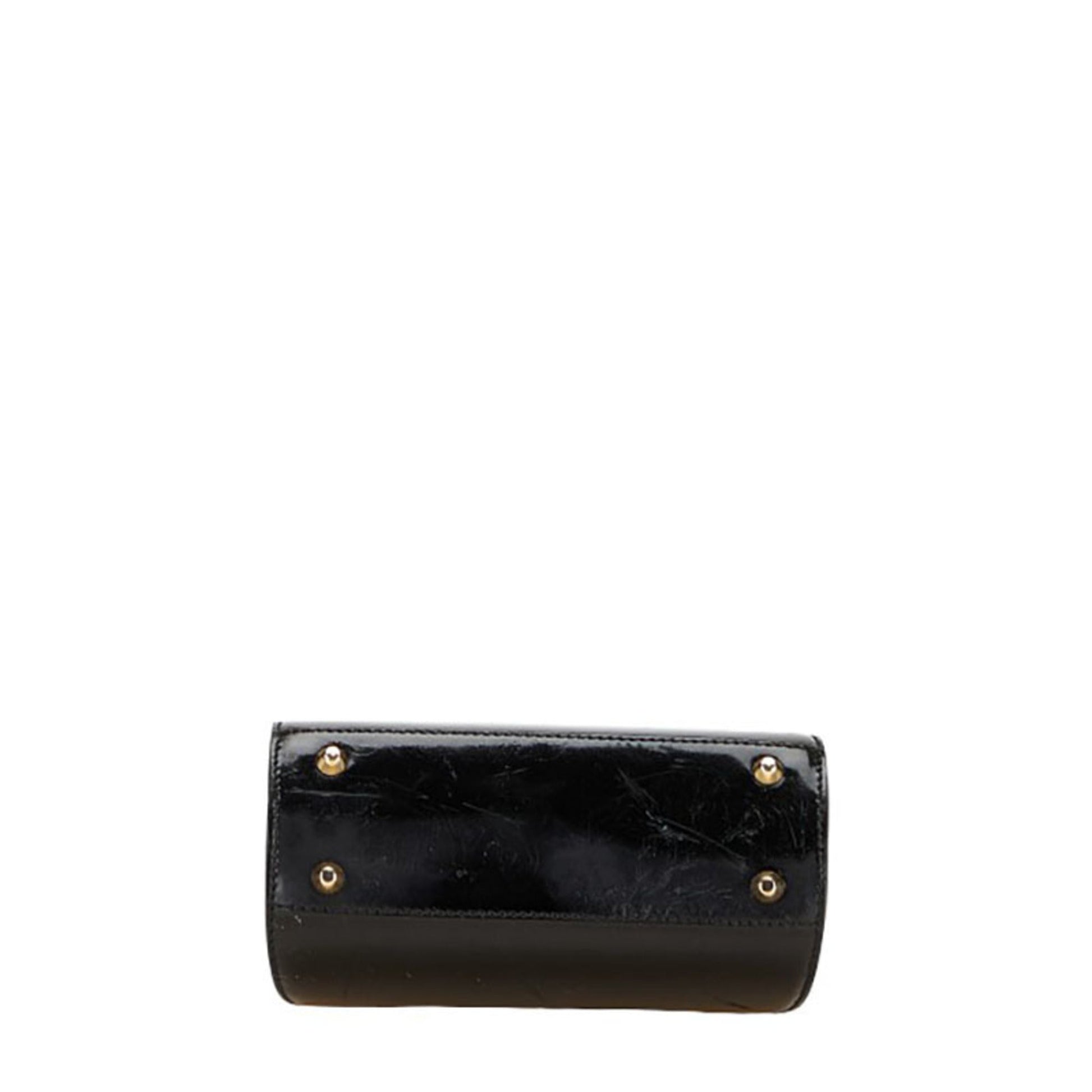 Christian Dior Black Patent Leather Handbag Shoulder Bag ()