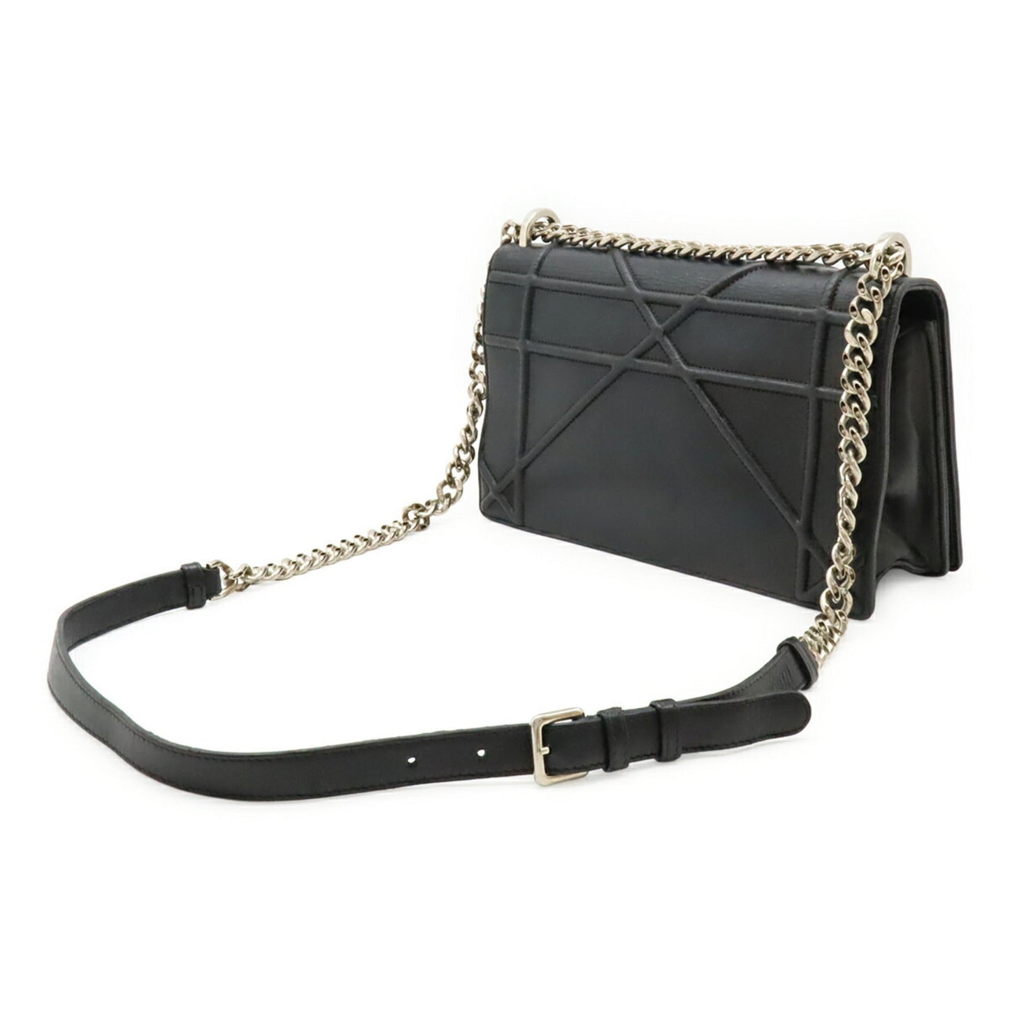 Christian Dior Black Leather Clutch Bag Shoulder Bag ()