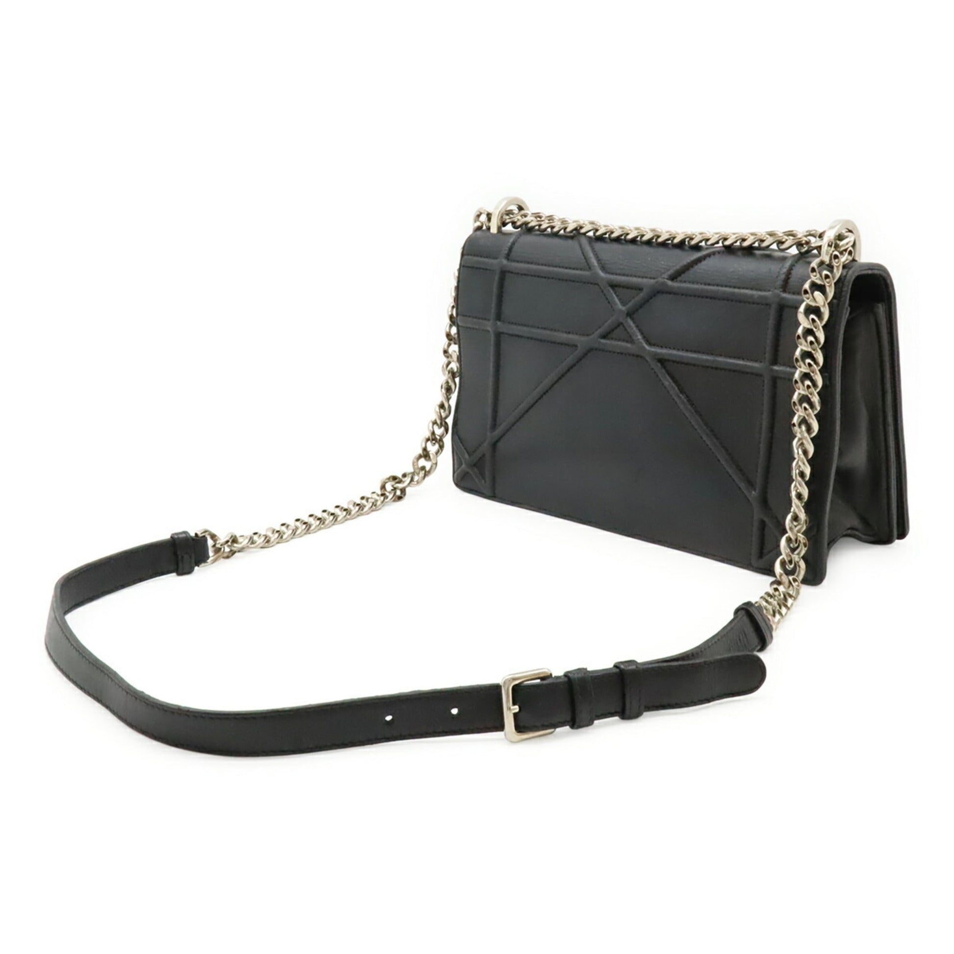 Christian Dior Black Leather Clutch Bag Shoulder Bag ()