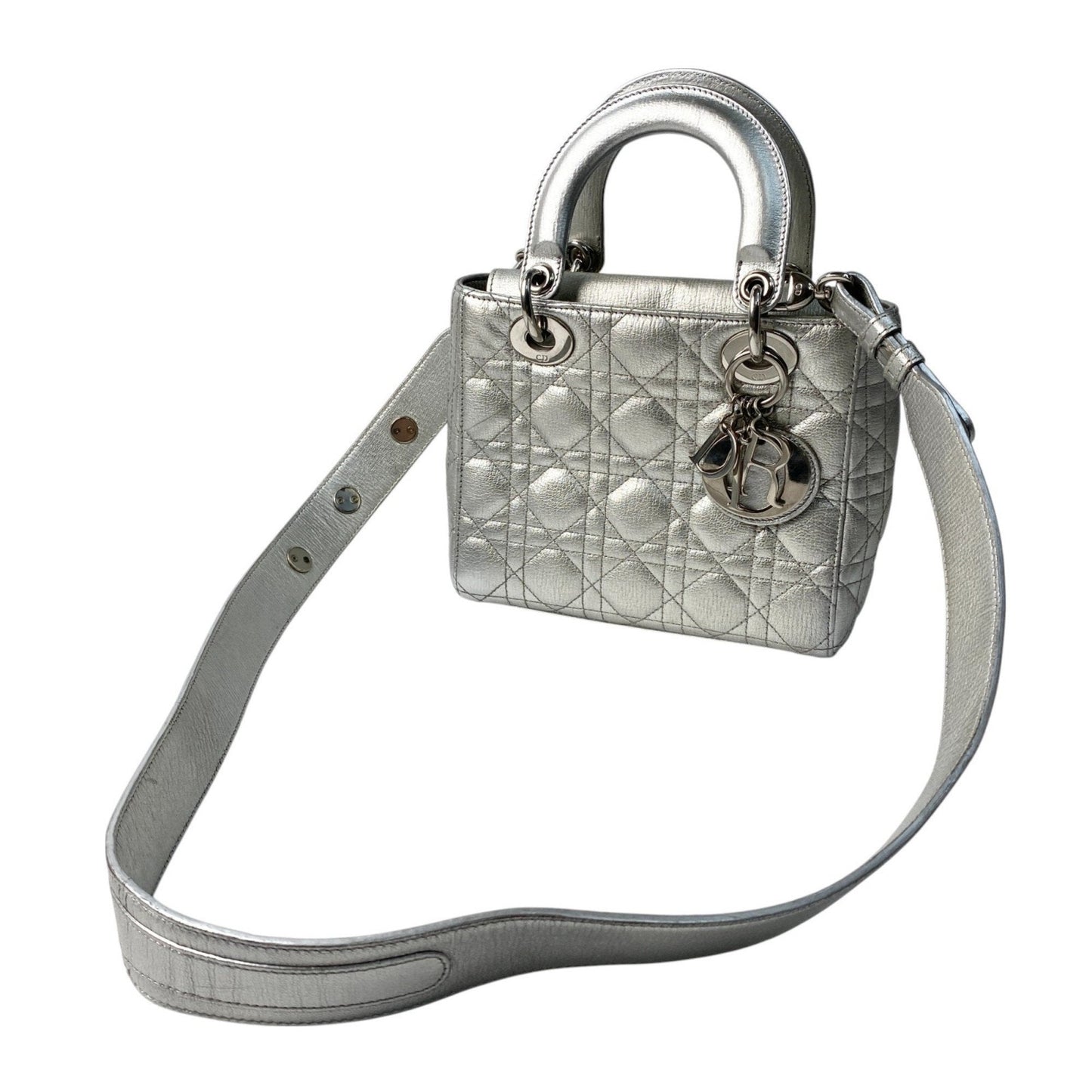 Christian Dior Silver Leather Handbag Shoulder Bag ()