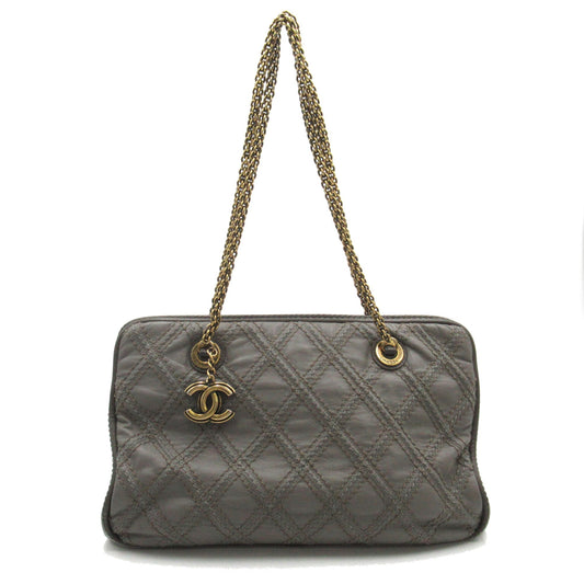 CHANEL ChainShoulder Gray leather