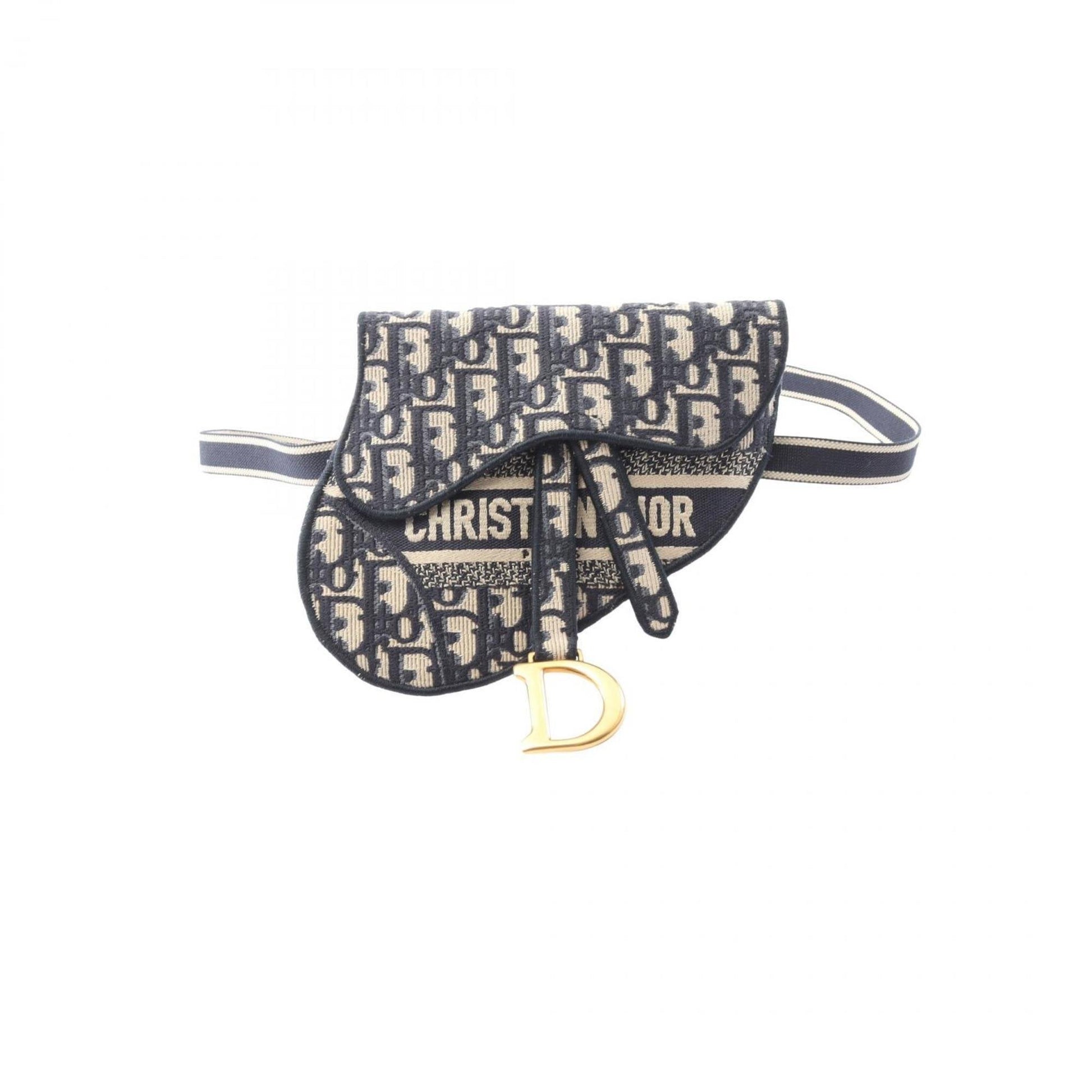 Christian Dior Beige Navy Canvas Fanny Pack Saddle Bag ()